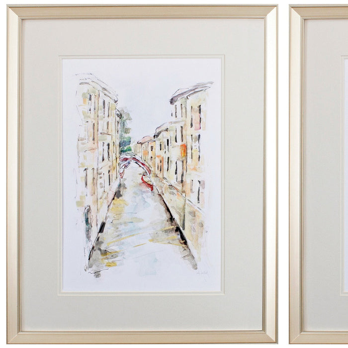 Set of Two Brown Streets of Venice Framed Art