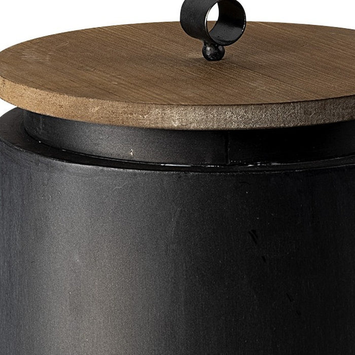 Set of Two Dark Gray Metal Decorative Canister