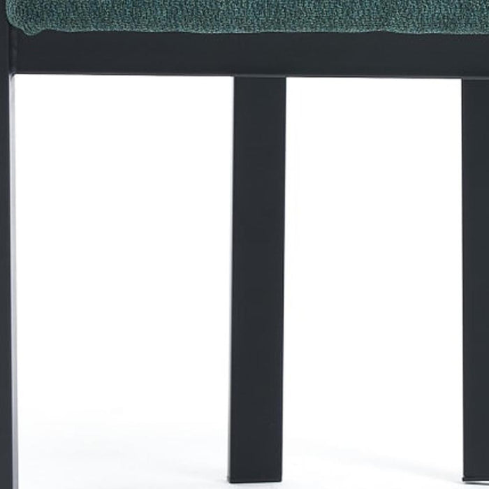 Set of Two Green and Black Chenille And Metal Partially Open Back Dining Side Chairs