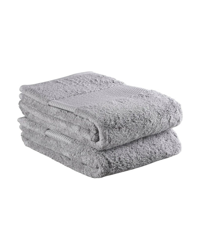 Set of Two Light Gray Cotton 16" X 30" Quick Dry Terry Cloth Hand Towels