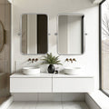 Set of Two Silver Iron Tilting Framed Bathroom Vanity Mirror