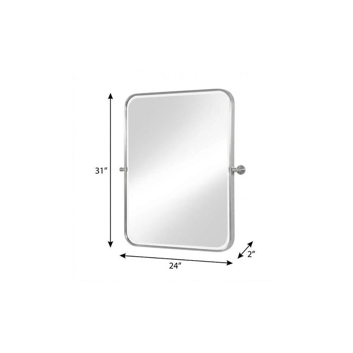 Set of Two Silver Iron Tilting Framed Bathroom Vanity Mirror