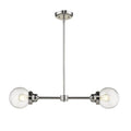 Silver Metal Two Light Dimmable Ceiling Light With Clear Shades