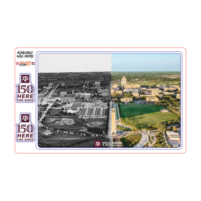 Texas A&M Aggies - Sesquicentennial Campus Entrance Then and Now