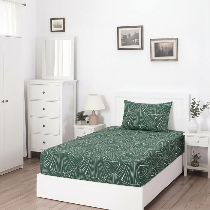 Verdant Fan - SINGLE Fitted Bedsheet Set - Zaraish.com