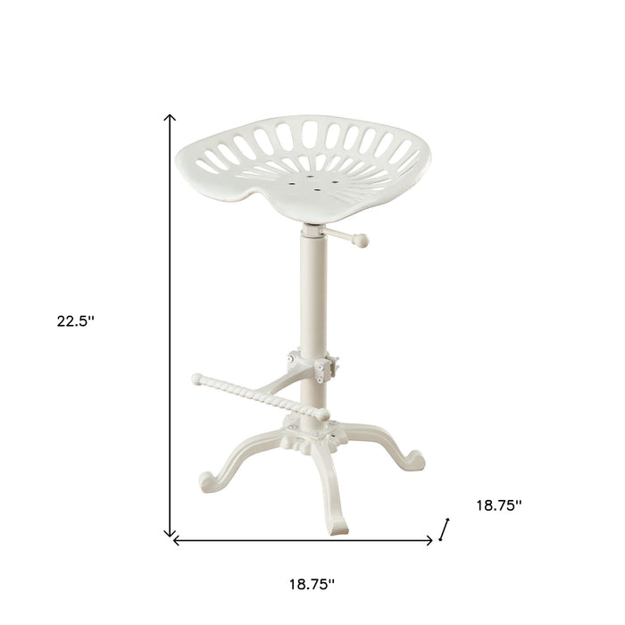White Iron Backless Adjustable Height Bar Chair
