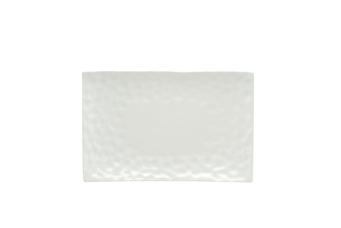 White Six Piece Rectangle Pebbled Porcelain Service For Six Salad Plate Set